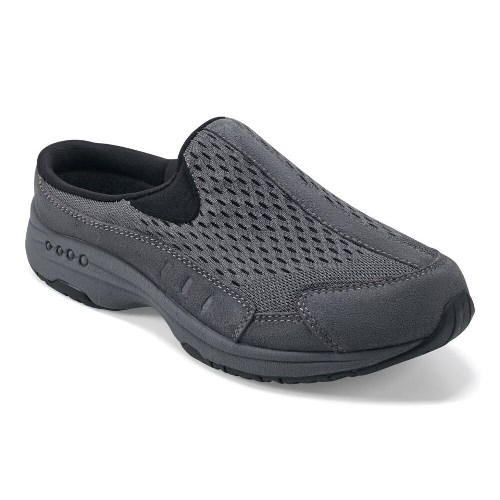 Easy Spirit Women's Travel Time Cushioned Slip-on Clogs, Dark Gray Size 7.5M
